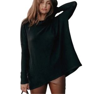 FREE PEOPLE Juicy Long Sleeve Cowl Neck Women’s Size S in Black NWT